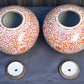 Pair of Antique Chinese Porcelain Ginger Jars – Red Floral Scroll Design
