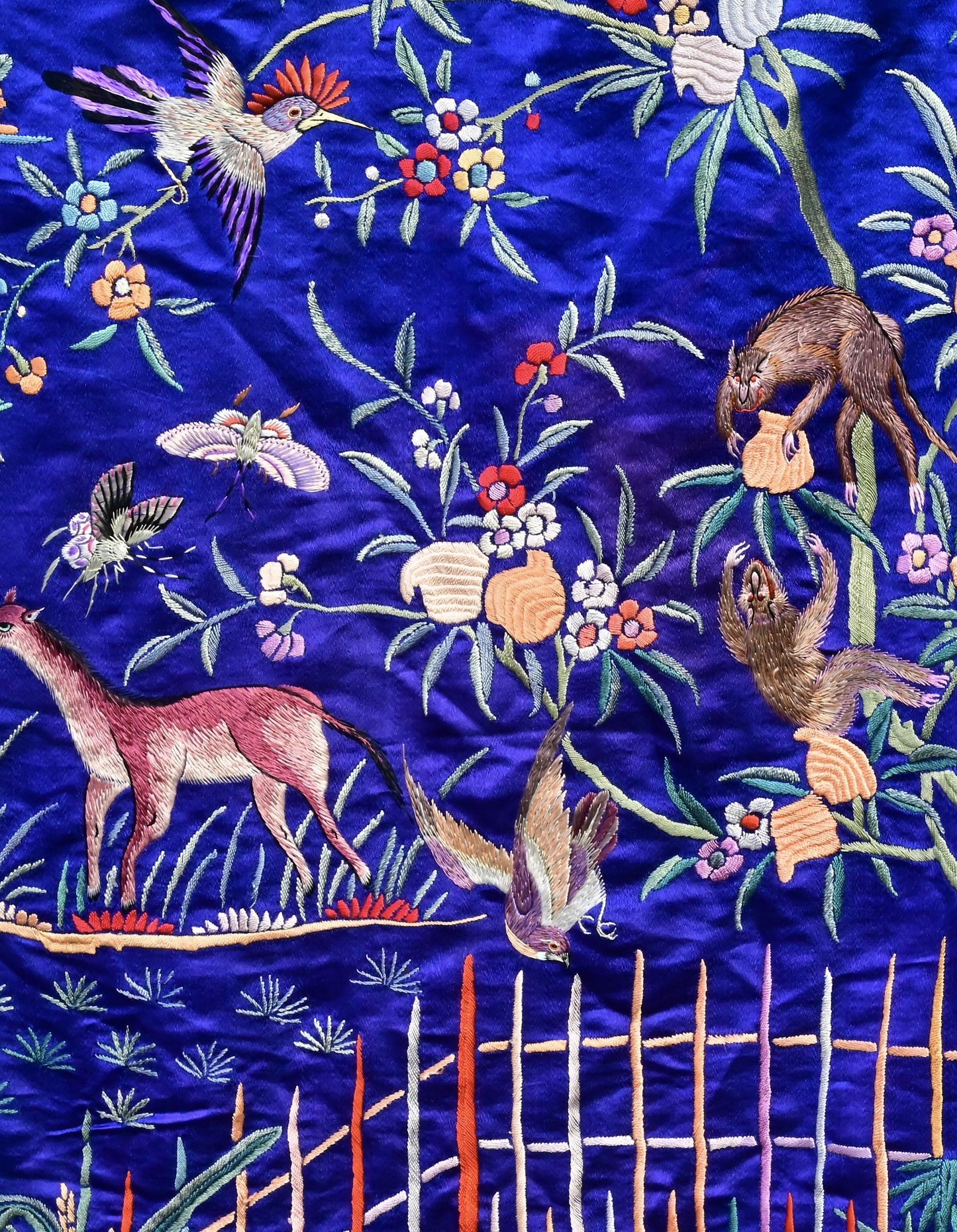 Massive Late Qing to Early Republic Chinese Embroidered Silk Shawl  275 x 214 CM