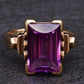 10K Yellow Gold Sapphire Ring Art Deco / Retro Era IGI Certified Size 6.75