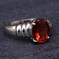 IGI Certified 14K White Gold Ring With Red Labradorite Feldspar Size 7