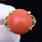18K Yellow Gold Natural Coral Ring 8.85ct w/ Diamonds Ring Size 6.5 IGI Cert.