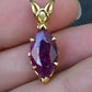 IGI Certified 14K Yellow Gold Pendant 4.50ct Natural Marquise-Cut Ruby