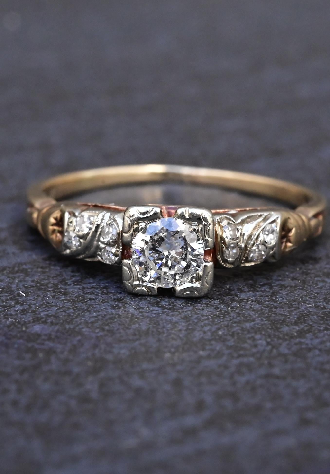 14K Multi-Color Gold Diamond Ring IGI Certified Ring Size 5.75