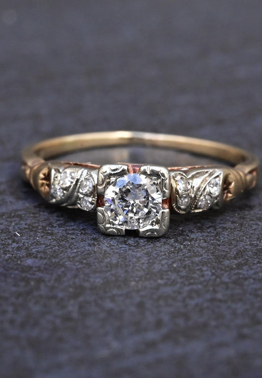 14K Multi-Color Gold Diamond Ring IGI Certified Ring Size 5.75