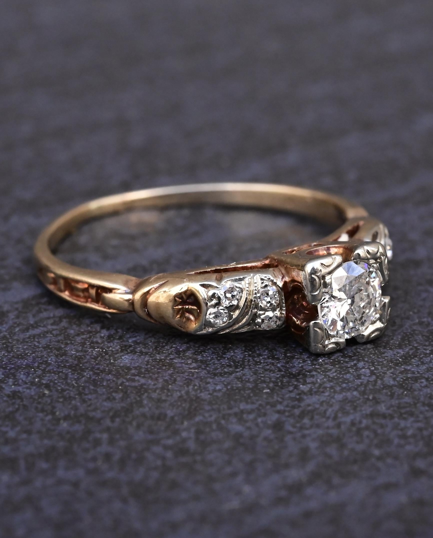 14K Multi-Color Gold Diamond Ring IGI Certified Ring Size 5.75