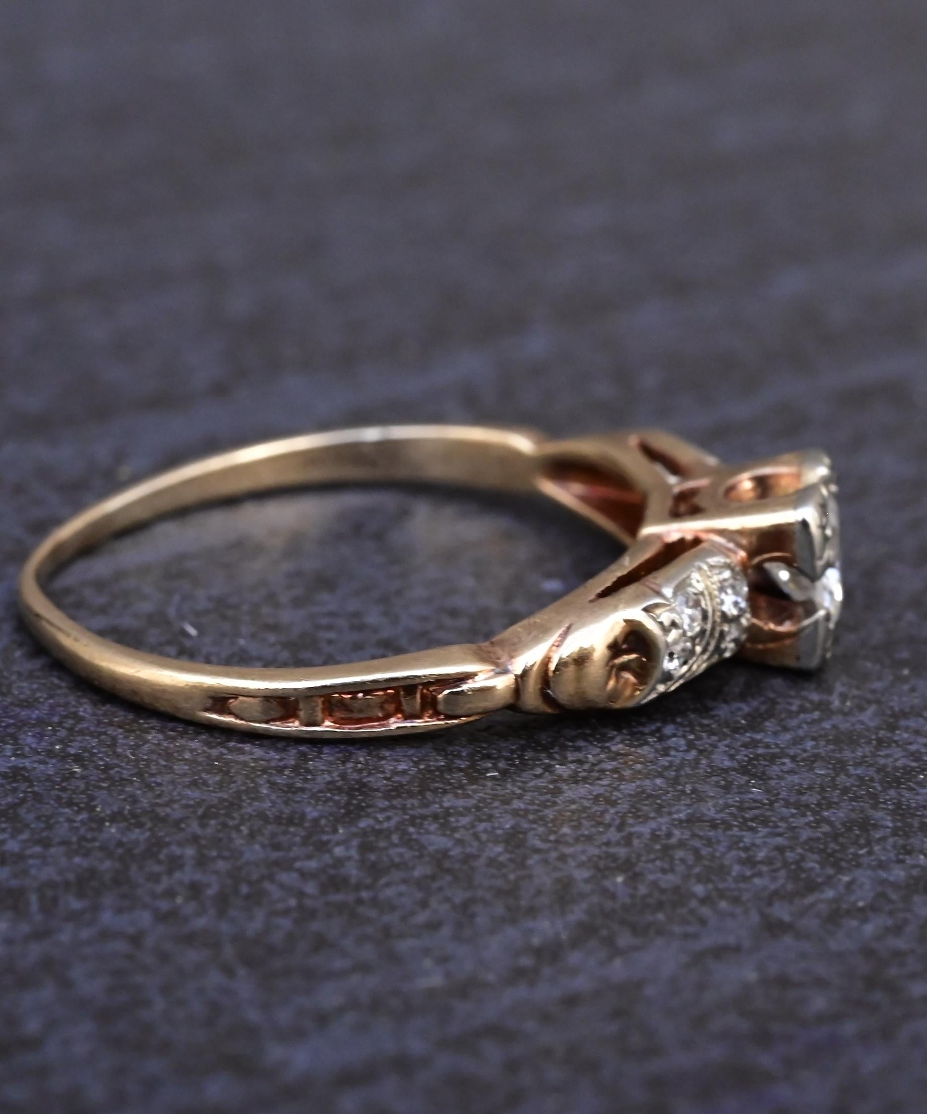 14K Multi-Color Gold Diamond Ring IGI Certified Ring Size 5.75