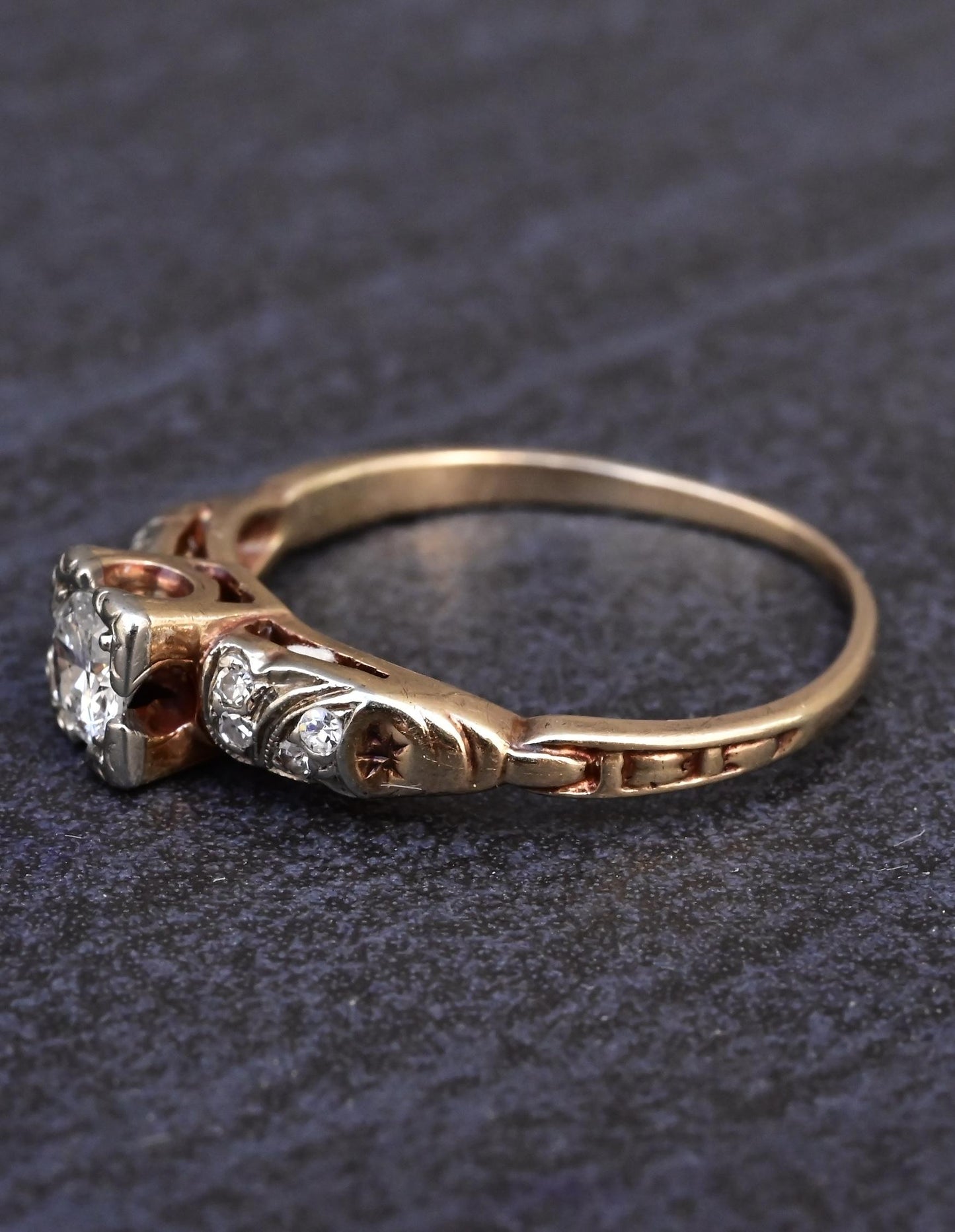 14K Multi-Color Gold Diamond Ring IGI Certified Ring Size 5.75