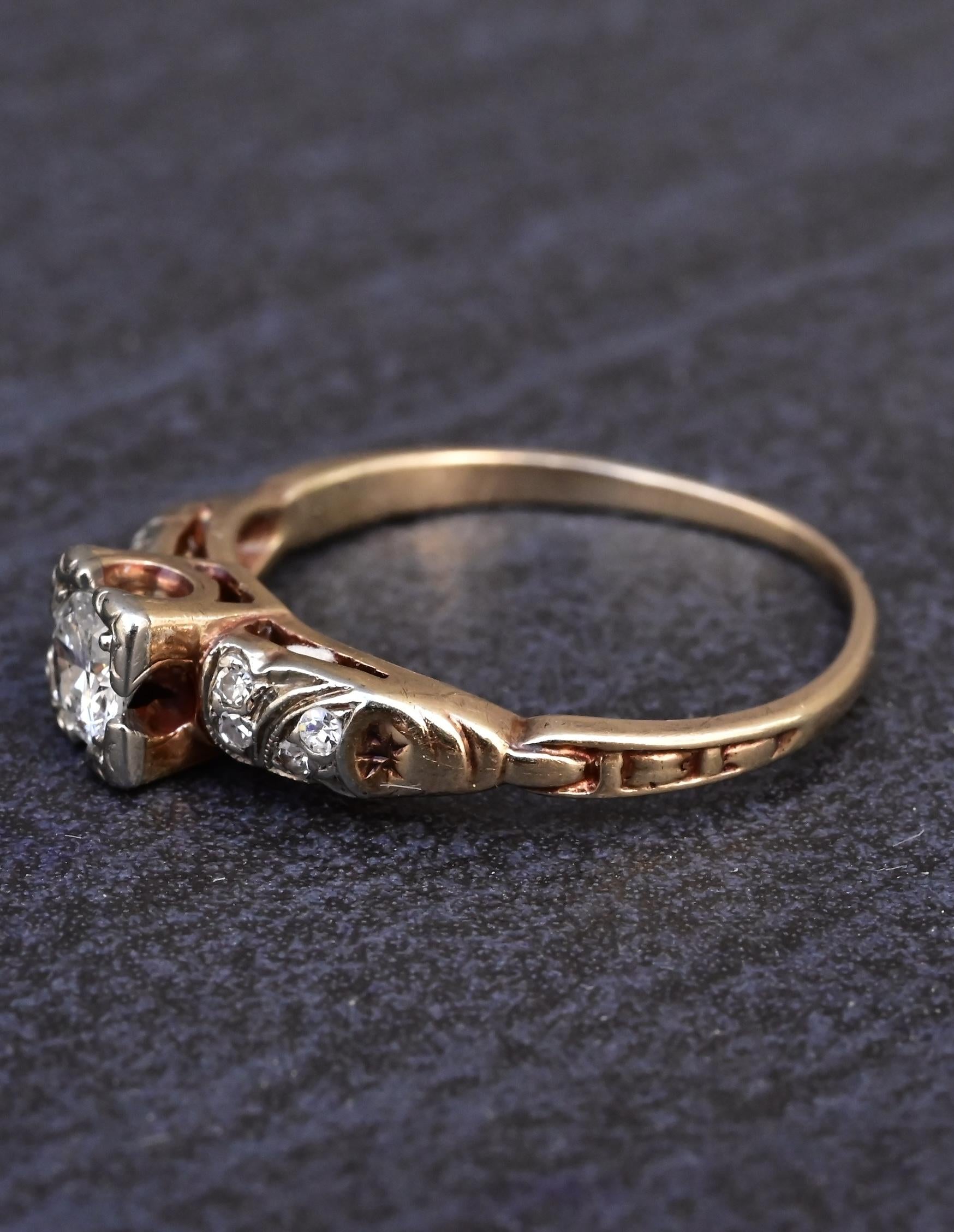 14K Multi-Color Gold Diamond Ring IGI Certified Ring Size 5.75