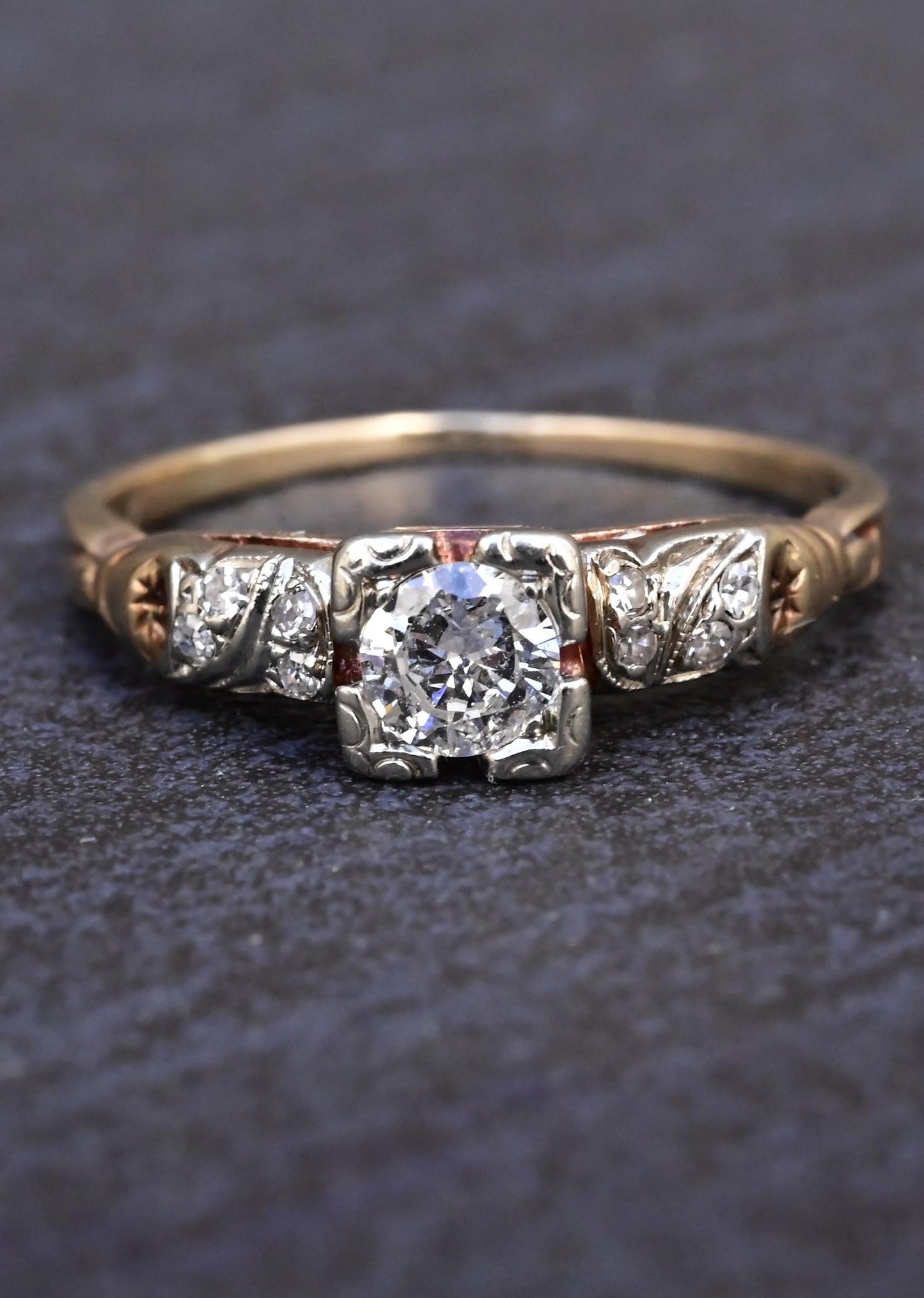 14K Multi-Color Gold Diamond Ring IGI Certified Ring Size 5.75