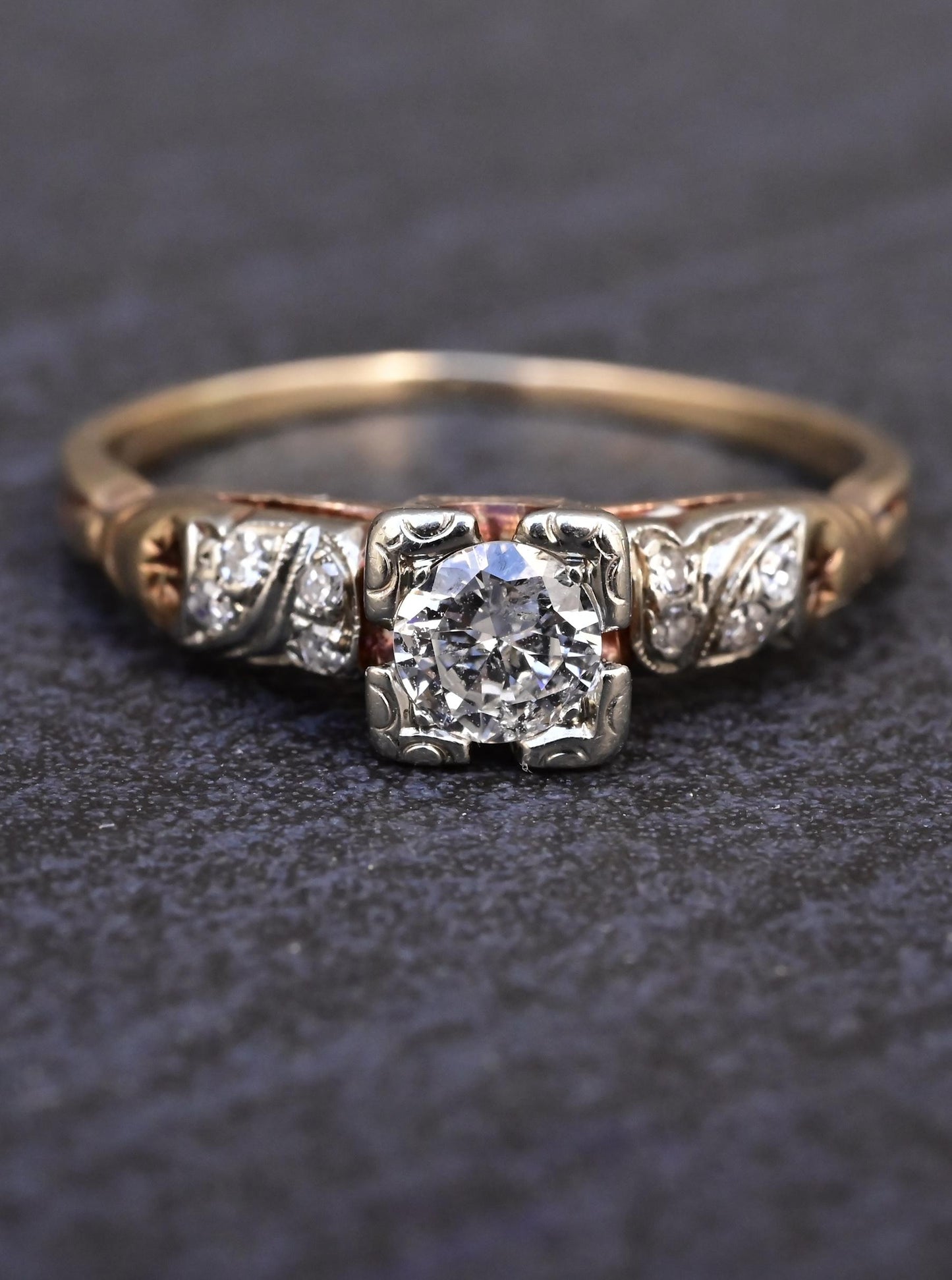 14K Multi-Color Gold Diamond Ring IGI Certified Ring Size 5.75
