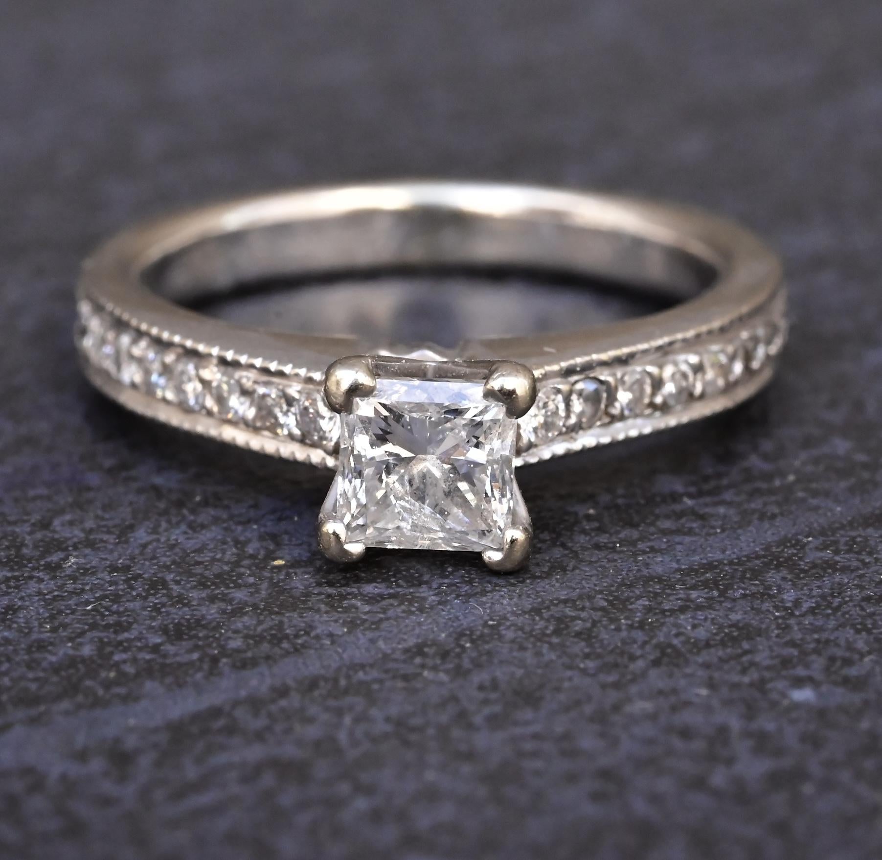 14K White Gold Natural Diamond Ring 0.82 Carats IGI Certified
