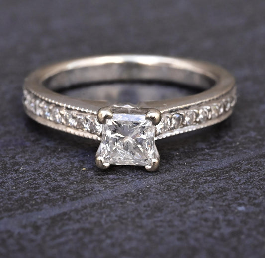 14K White Gold Natural Diamond Ring 0.82 Carats IGI Certified $2955 Value