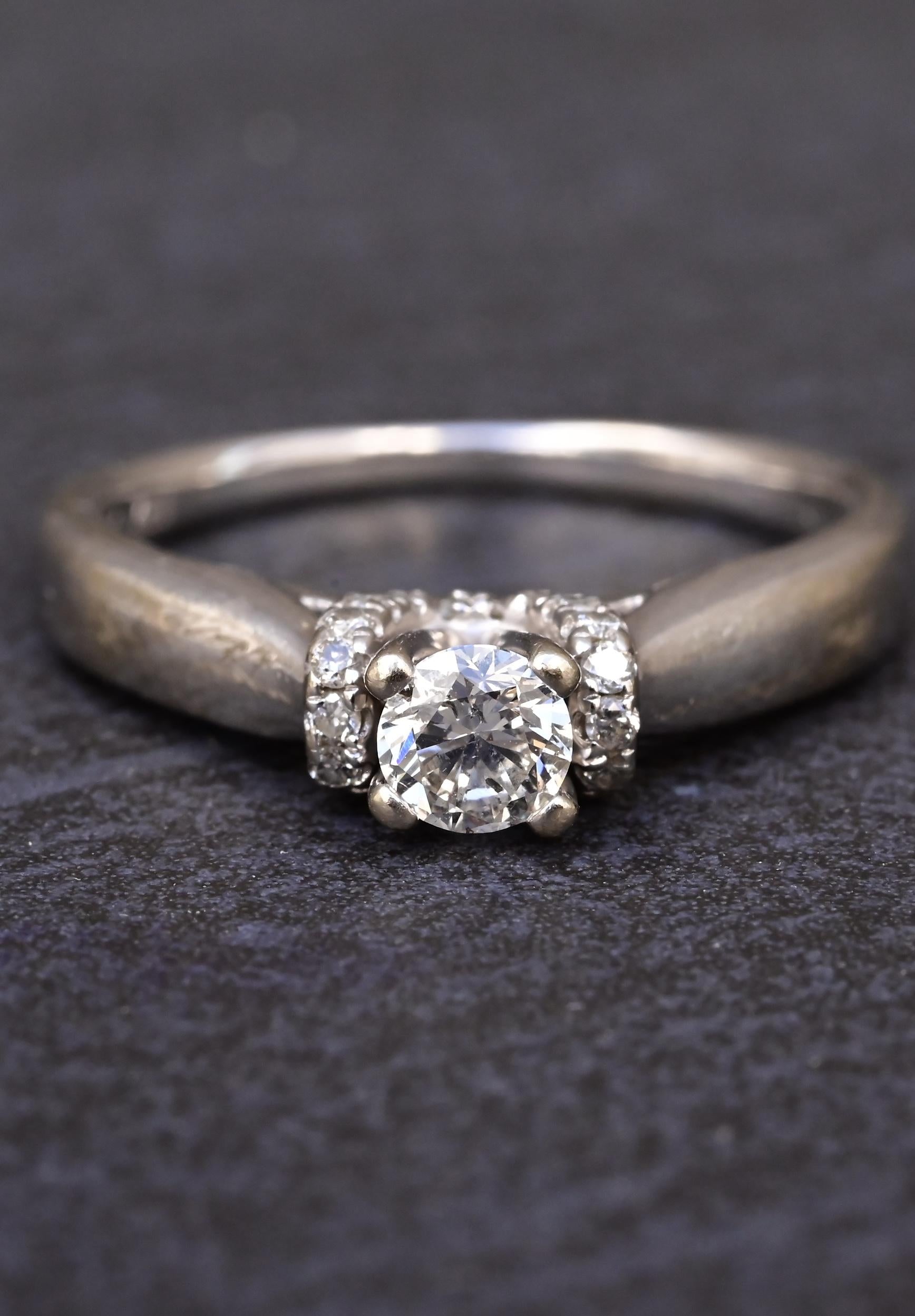 14K White Gold Diamond Ring IGI Certified Ring Size 9