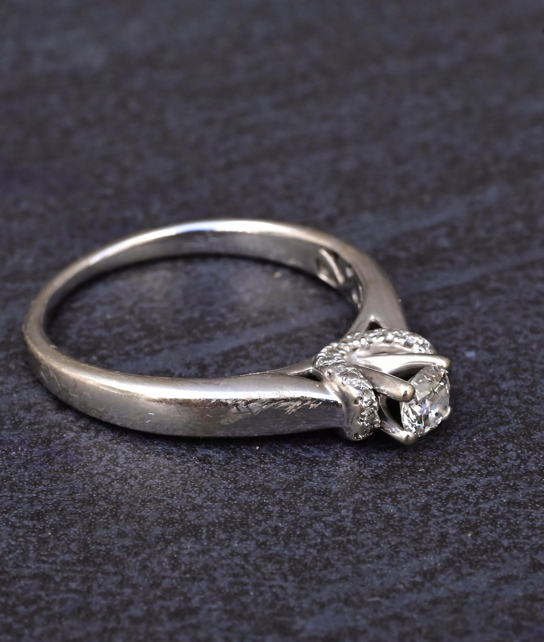 14K White Gold Diamond Ring IGI Certified Ring Size 9