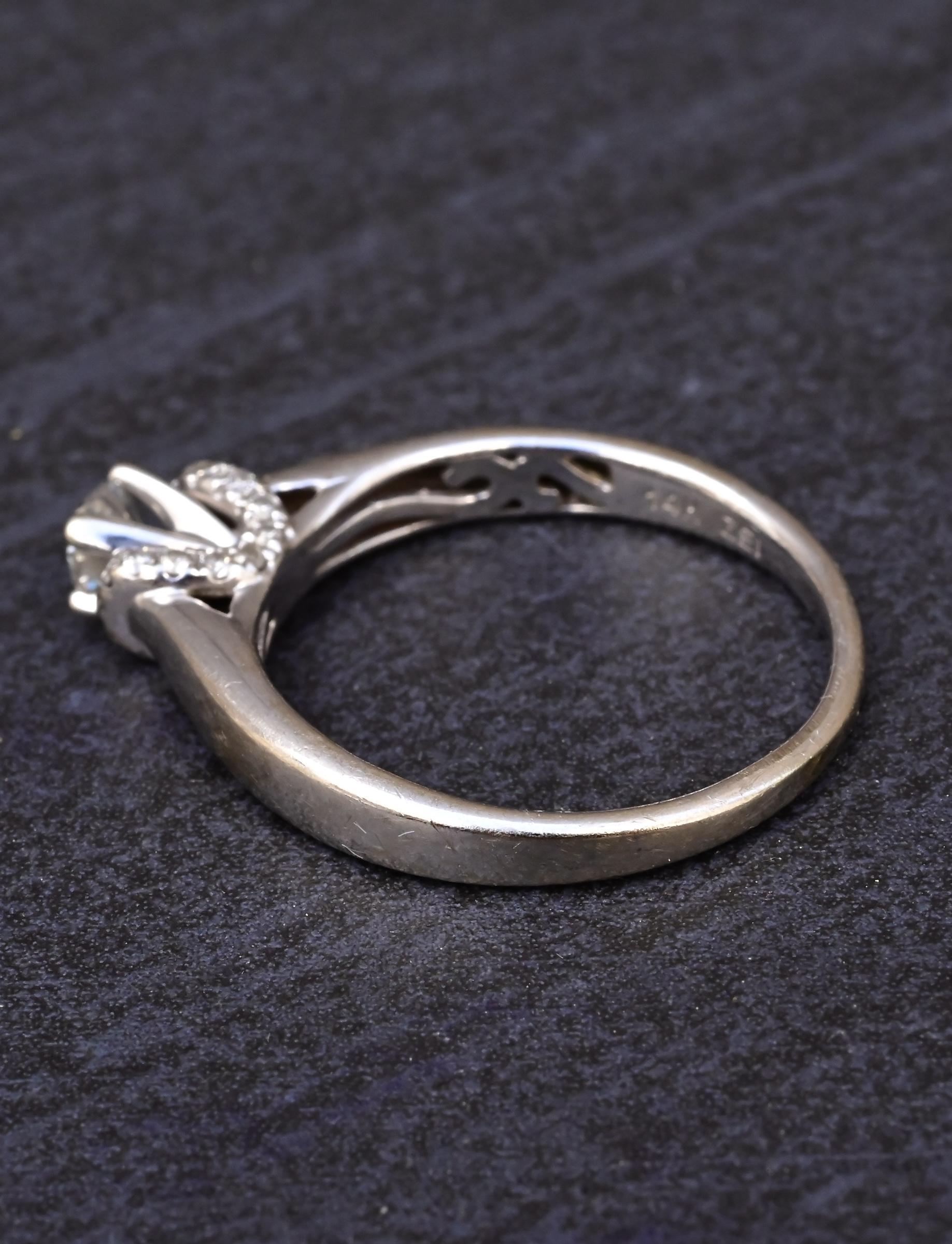 14K White Gold Diamond Ring IGI Certified Ring Size 9