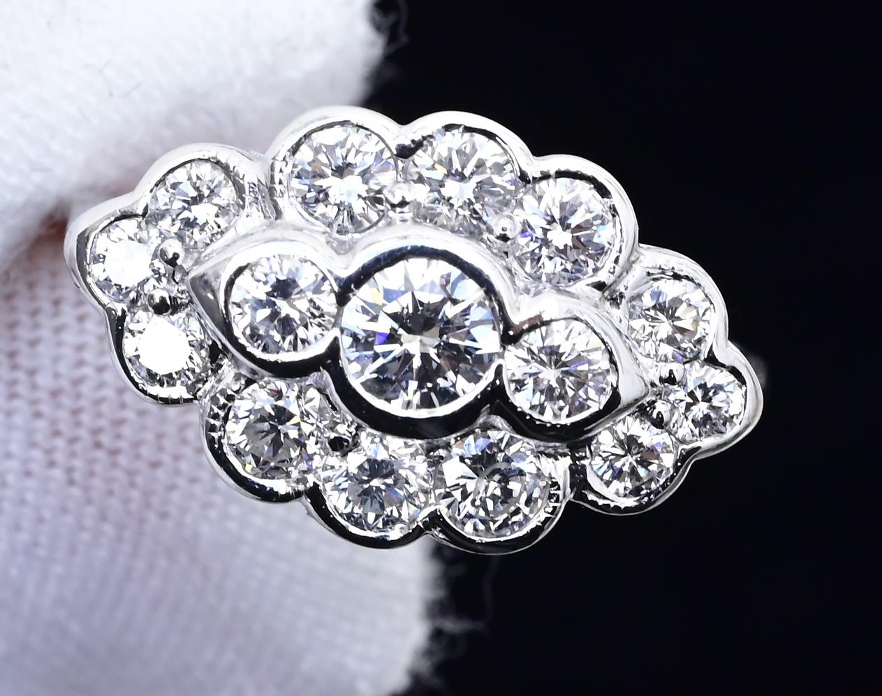 18K White Gold Diamond Ring 1.05 TCW G Color Ring Size 5 GIA Certified