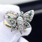 14K Yellow & White Gold Butterfly Ring IGI Certified .70 Carats Ring Size 5.5