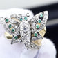 14K Yellow & White Gold Butterfly Ring IGI Certified .70 Carats Ring Size 5.5