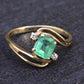 14K Yellow Gold Emerald & Diamond Ring 0.75 Carat Emerald IGI Certified