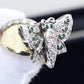 14K Yellow & White Gold Butterfly Ring IGI Certified .70 Carats Ring Size 5.5