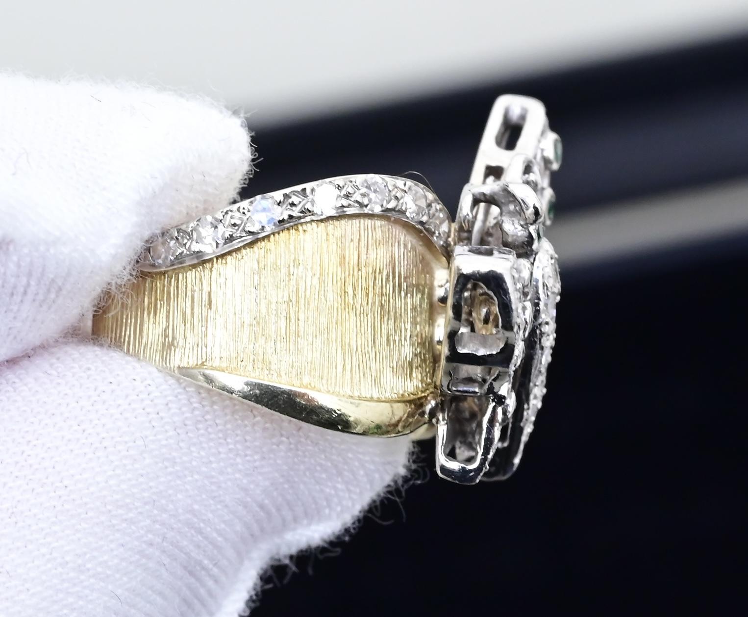14K Yellow & White Gold Butterfly Ring IGI Certified .70 Carats Ring Size 5.5
