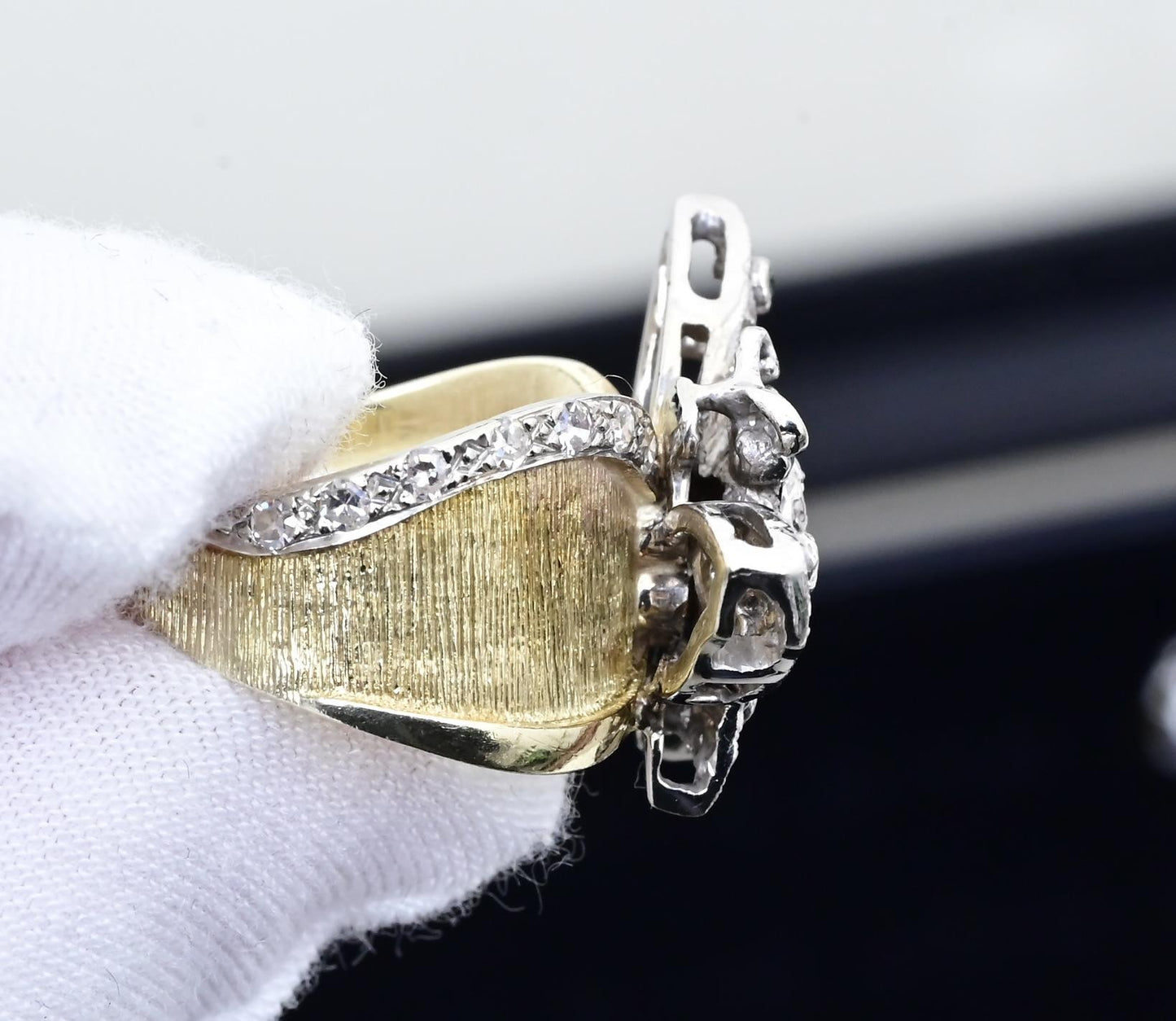 14K Yellow & White Gold Butterfly Ring IGI Certified .70 Carats Ring Size 5.5