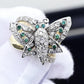 14K Yellow & White Gold Butterfly Ring IGI Certified .70 Carats Ring Size 5.5