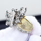 14K Yellow & White Gold Butterfly Ring IGI Certified .70 Carats Ring Size 5.5