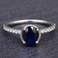 Beautiful 14K White Gold Sapphire & Diamond Ring IGI Certified Ring Size 5.