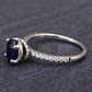 Beautiful 14K White Gold Sapphire & Diamond Ring IGI Certified Ring Size 5.