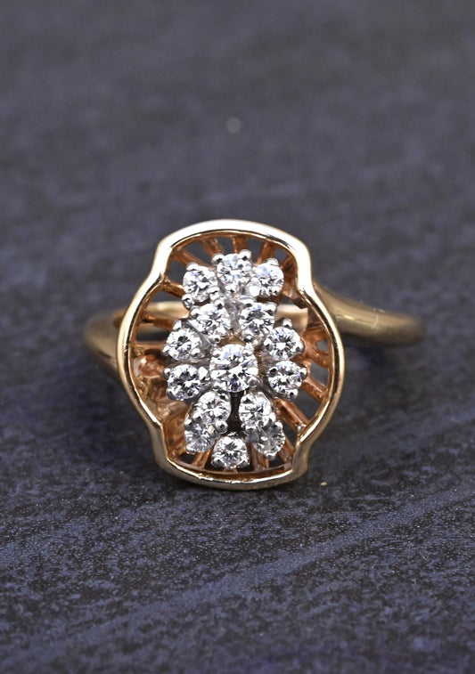 14K Yellow Gold Diamond Ring With VS2 Stones 0.41 Carats IGI Certified 6.5 Size