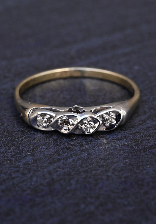 14K Multi Gold Diamond Ring Band IGI Certified Ring Size 10.25