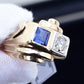 14K Yellow & White Gold IGI Certified Sapphire Diamond Retro Ring Size 7