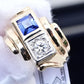 14K Yellow & White Gold IGI Certified Sapphire Diamond Retro Ring Size 7