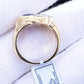 14K Yellow & White Gold IGI Certified Sapphire Diamond Retro Ring Size 7