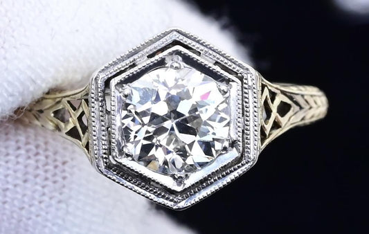GIA Certified Antique Engagement Ring .88 Carat Old Euro VS Clarity G Color