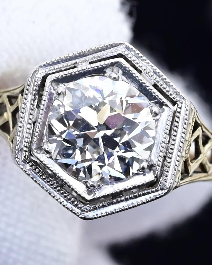 GIA Certified Antique Engagement Ring .88 Carat Old Euro VS Clarity G Color