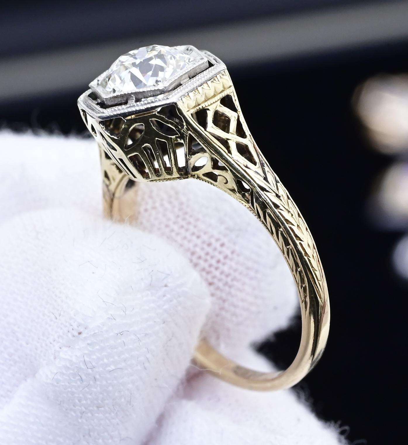 GIA Certified Antique Engagement Ring .88 Carat Old Euro VS Clarity G Color