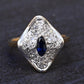 Fabulous 14K Yellow & White Gold Sapphire & Diamond Ring IGI Certified