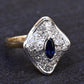 Fabulous 14K Yellow & White Gold Sapphire & Diamond Ring IGI Certified