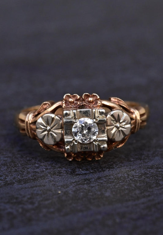 14K Yellow & White Gold Diamond Ring IGI Certified Ring Size 5.75