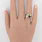 14K Yellow & White Gold IGI Certified Sapphire Diamond Retro Ring Size 7