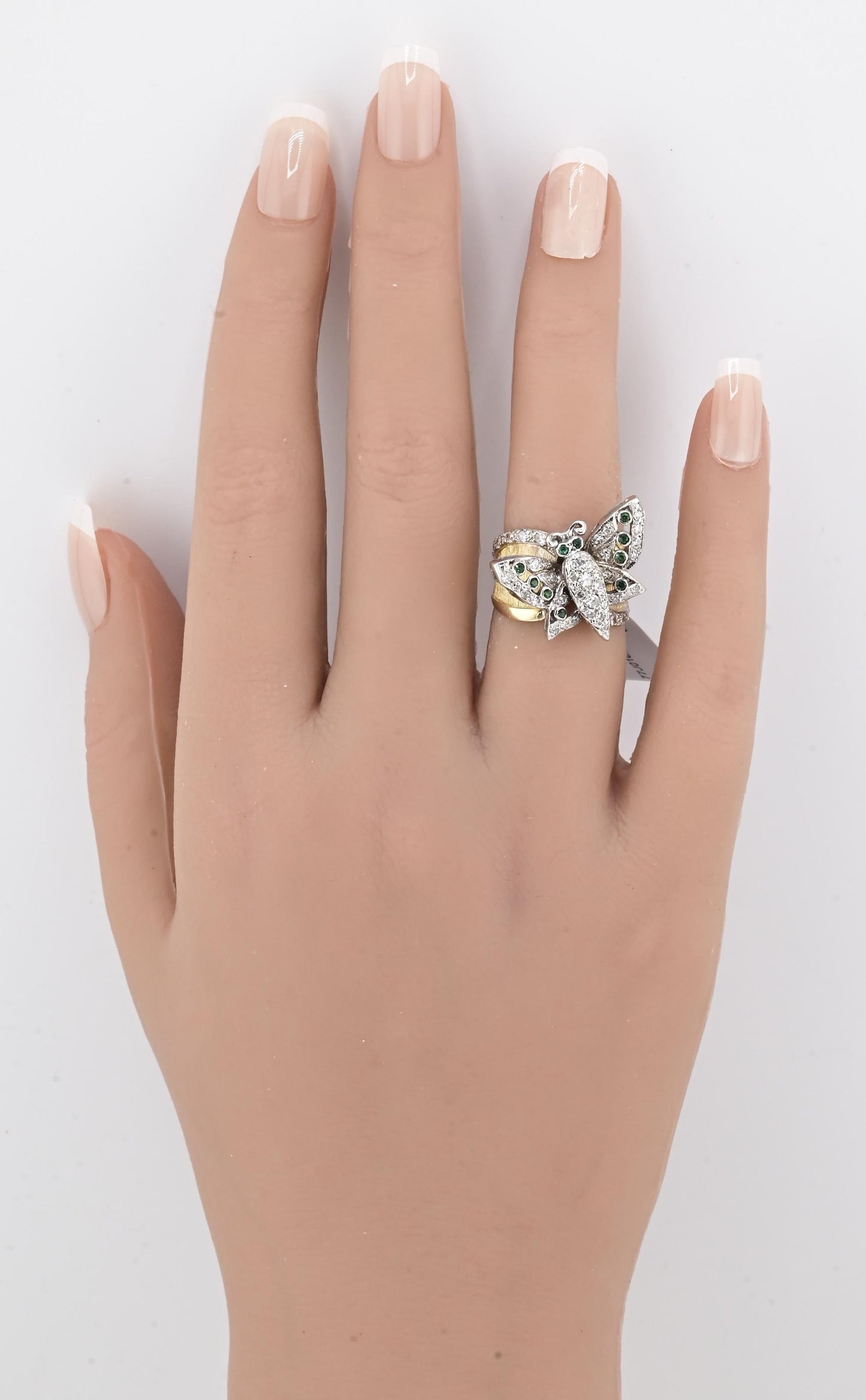 14K Yellow & White Gold Butterfly Ring IGI Certified .70 Carats Ring Size 5.5