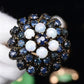 IGI Certified 10K Yellow Gold Black-Overlay Ring Sapphires And Opals