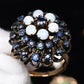 IGI Certified 10K Yellow Gold Black-Overlay Ring Sapphires And Opals