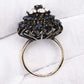 IGI Certified 10K Yellow Gold Black-Overlay Ring Sapphires And Opals