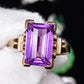 10K Yellow Gold Sapphire Ring Art Deco / Retro Era IGI Certified Size 6.75