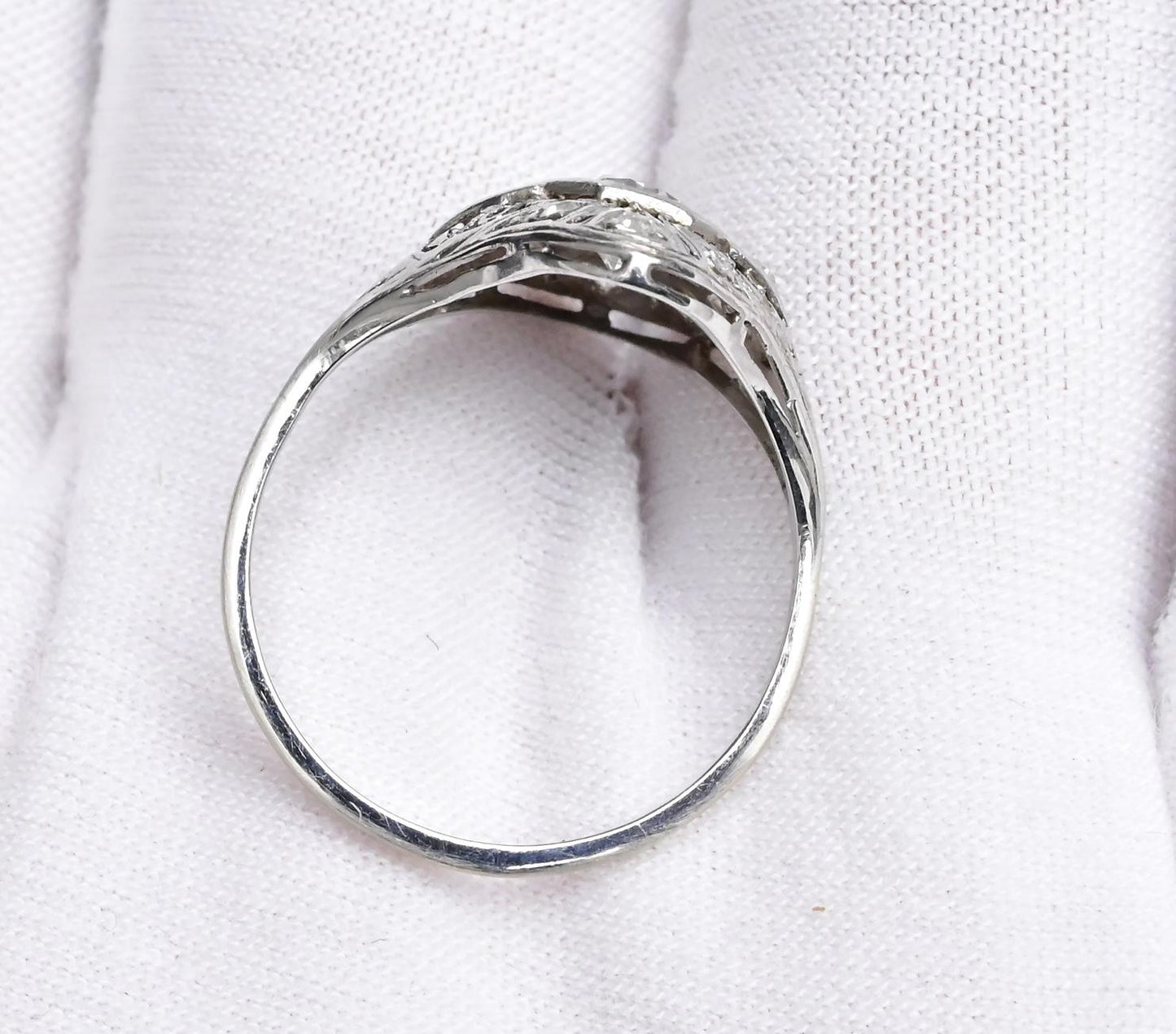 Art Deco Platinum Diamond Ring .50 Carats Center Stone Ring Size 8.75 IGI Cert.