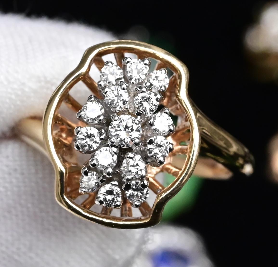 14K Yellow Gold Diamond Ring With VS2 Stones 0.41 Carats IGI Certified Size 6.5