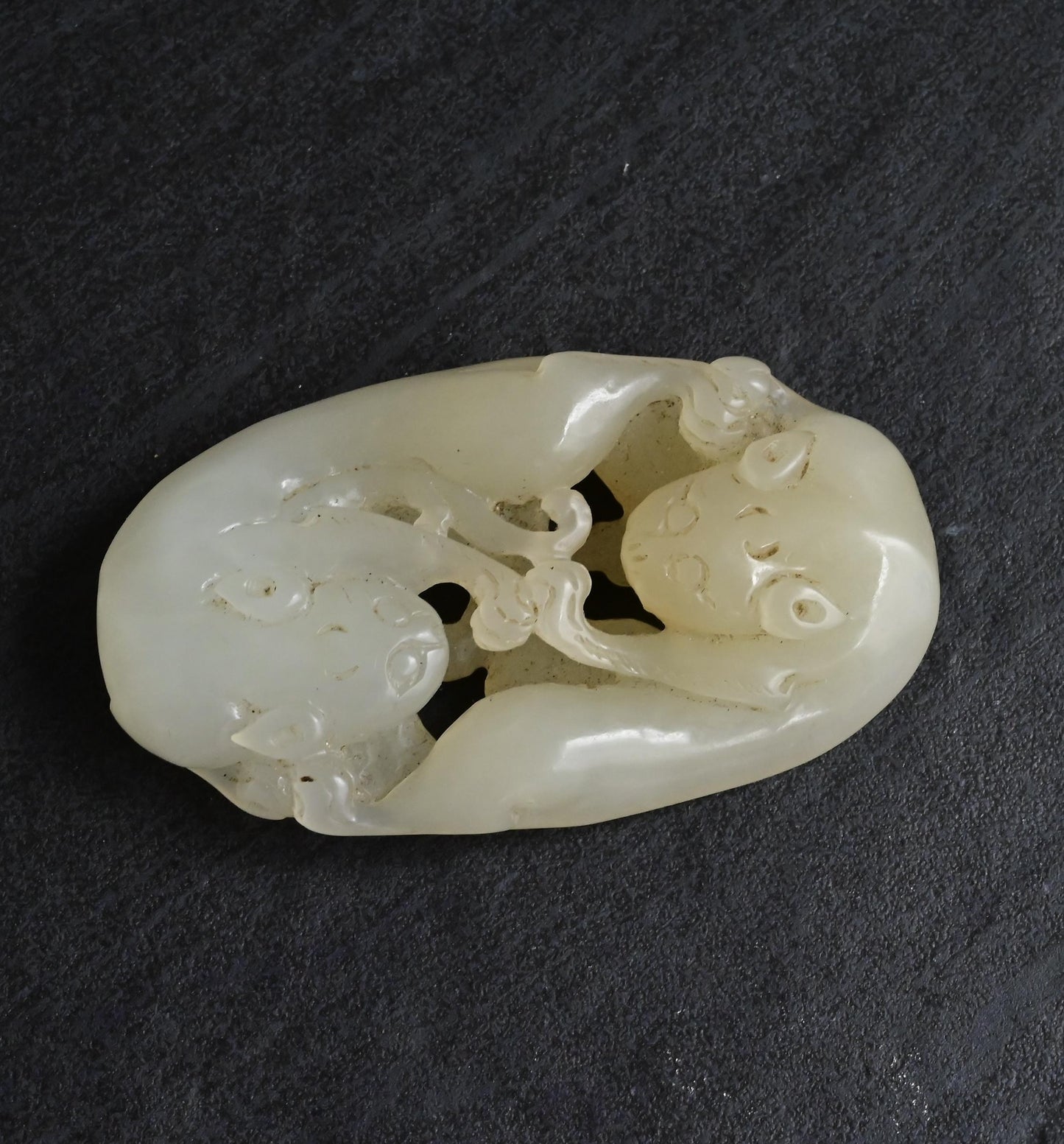 Antique Chinese Carved White Jade Toggle 60.97g – Mythical Beast 3" x 1.75"